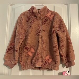 Cute Disney girls size 6 pink full zip Minnie Mouse teddy bear jacket
